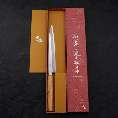 Yanagiba SK-Stahl Kasumi Eichenholz Griff 210mm-[Musashi]-[Japan-Küchenmesser]