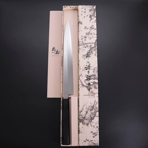 Yanagiba Silver Steel #3 Kasumi Büffelhorn und Ebenholz Griff 270mm-[Musashi]-[Japan-Küchenmesser]