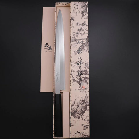 Yanagiba Silver Steel #3 Kasumi Büffelhorn und Ebenholz Griff 300mm-[Musashi]-[Japan-Küchenmesser]