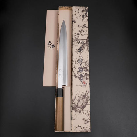 Yanagiba Silver Steel #3 Kasumi Büffelhorn und Magnolienholz Griff 270mm-[Musashi]-[Japan-Küchenmesser]