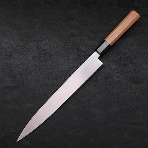 Yanagiba Silver Steel #3, Kasumi Büffelhorn und Teak Griff, 270mm-[Musashi]-[Japan-Küchenmesser]