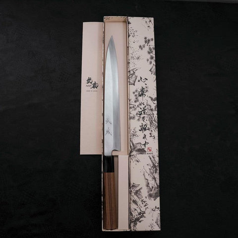 Yanagiba Silver Steel #3 Kasumi Büffelhorn und Teakholz Griff 270mm-[Musashi]-[Japan-Küchenmesser]