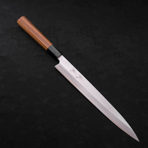 Yanagiba Silver Steel #3 Kasumi Büffelhorn und Teakholz Griff 270mm-[Musashi]-[Japan-Küchenmesser]