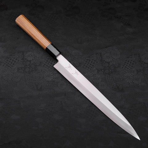 Yanagiba Silver Steel #3 Kasumi Büffelhorn und Teakholz Griff 270mm-[Musashi]-[Japan-Küchenmesser]