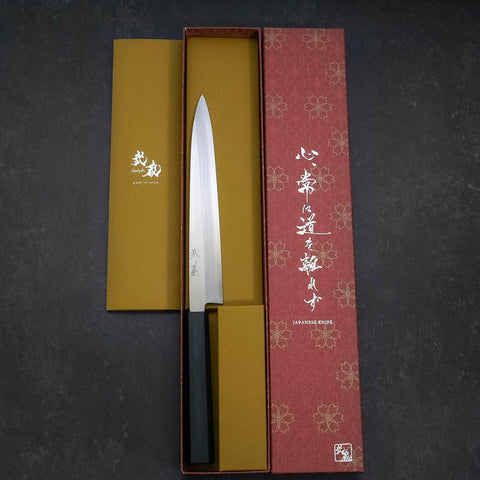 Yanagiba Silver Steel #3 Kasumi Dark Blue Urushi Handle 200mm (7.9”)-[Musashi]-[Japan-Küchenmesser]