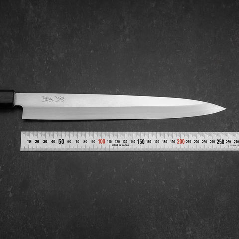 Yanagiba Silver Steel #3 Kasumi Dunkelblauer Urushi Griff 260mm-[Musashi]-[Japan-Küchenmesser]