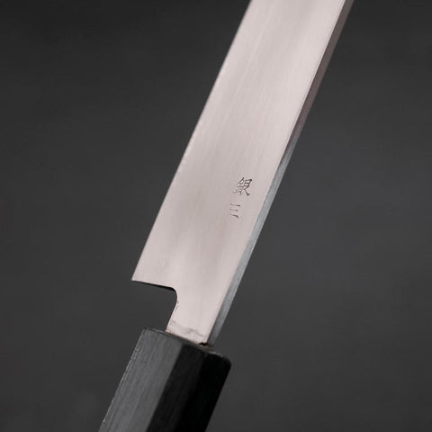 Yanagiba Silver Steel #3 Kasumi Urushi Griff in Dunkelblau 240mm-[Musashi]-[Japan-Küchenmesser]