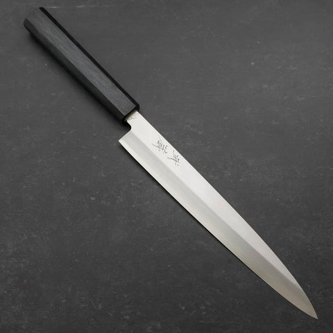 Yanagiba Silver Steel #3 Kasumi Urushi Griff in Dunkelblau 240mm-[Musashi]-[Japan-Küchenmesser]