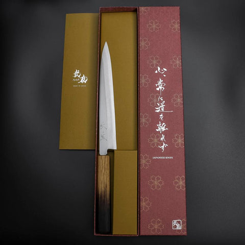 Yanagiba Silver Steel #3 Kasumi Yaki Urushi Griff 205mm-[Musashi]-[Japan-Küchenmesser]