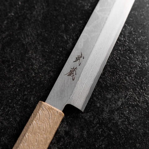 Yanagiba VG-10 Damast Weißer Urushi Griff 210mm-[Musashi]-[Japan-Küchenmesser]