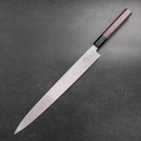 Yanagiba White Steel #1 Kagami Büffelhorn und Walnuss Griff 300mm-[Musashi]-[Japan-Küchenmesser]