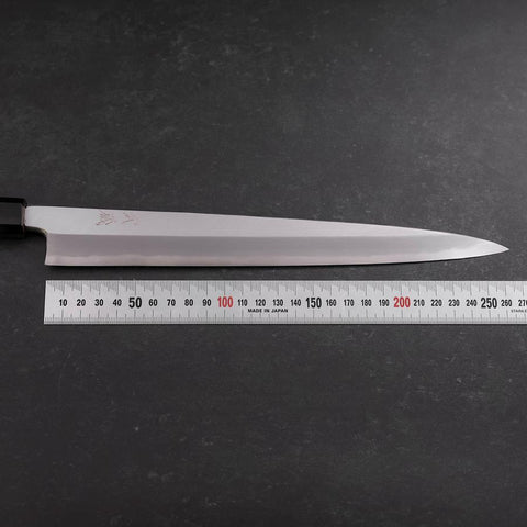 Yanagiba White Steel #2 Hon-Kasumi Büffelhorn und Teakholz Griff 270mm-[Musashi]-[Japan-Küchenmesser]