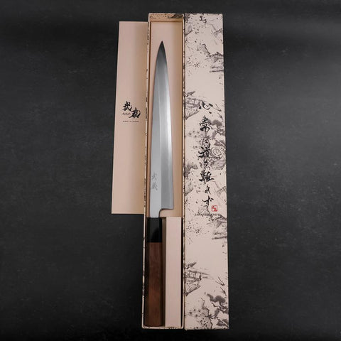Yanagiba White Steel #2 Hon-Kasumi Büffelhorn und Teakholz Griff 270mm-[Musashi]-[Japan-Küchenmesser]