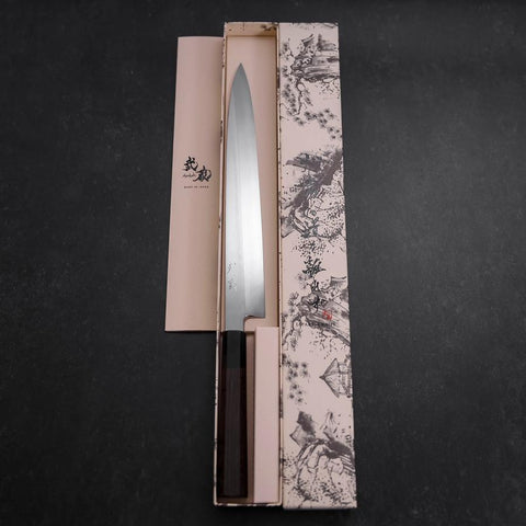 Yanagiba White Steel #2 Honyaki Büffelhorn und Ebenholz Griff 270mm-[Musashi]-[Japan-Küchenmesser]
