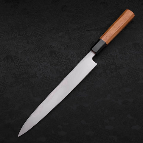 Yanagiba White Steel #2 Kurouchi Büffelhorn und Teakholz Griff 225mm-[Musashi]-[Japan-Küchenmesser]