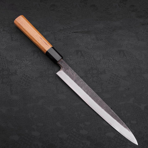 Yanagiba White Steel #2 Kurouchi Büffelhorn und Teakholz Griff 225mm-[Musashi]-[Japan-Küchenmesser]