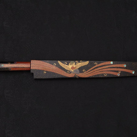 Yanagiba White Steel #2 Schwarzes Kagami Finish Mond-Fuji Sui-Honyaki Urushi Griff mit Urushi Scheide 330mm-[Musashi]-[Japan-Küchenmesser]
