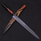 Yanagiba White Steel #2 Schwarzes Kagami Finish Mond-Fuji Sui-Honyaki Urushi Griff mit Urushi Scheide 330mm-[Musashi]-[Japan-Küchenmesser]