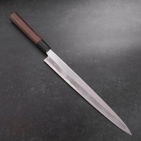 Yanagiba White Steel #1 Kagami Büffelhorn und Walnuss Griff 300mm-[Musashi]-[Japan-Küchenmesser]