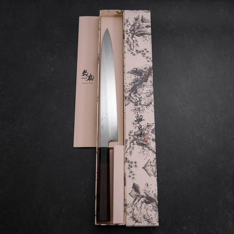 Yanagiba White steel #2 Honyaki Büffelhorn und Ebenholz Griff 270mm-[Musashi]-[Japan-Küchenmesser]